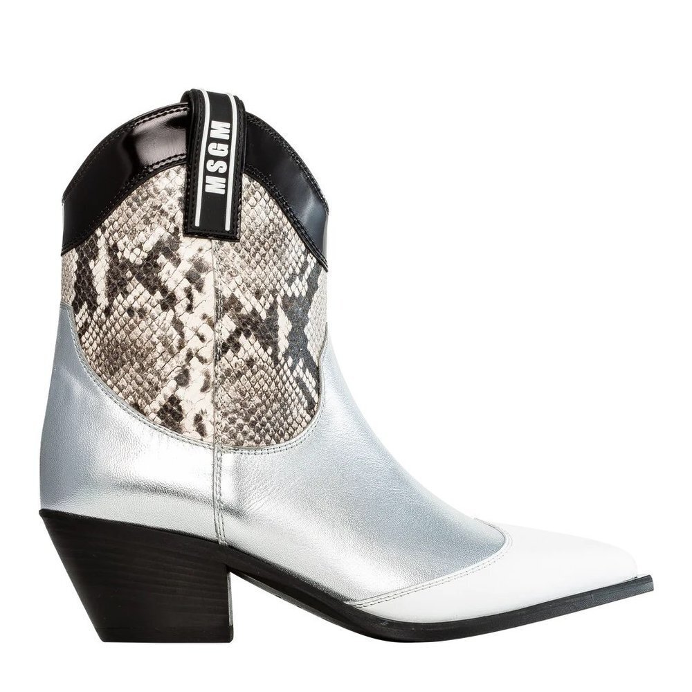 Msgm TRONCHETTO DONNA TEXAN ANKLE BOOTS — SNAKESKIN